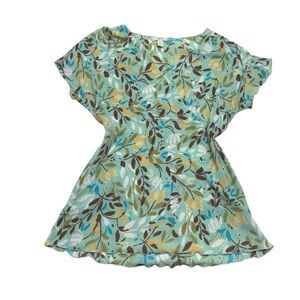 Floral Y2K Lettuce Trim V-Neck Top J. Jill